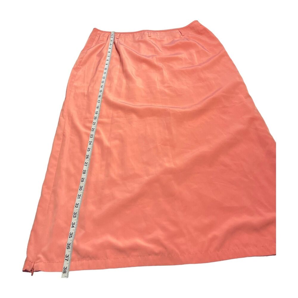 Olsen Long A-Line Skirt Women's 16 Orange 100% Polyester Classic Side Zipper - Picture 6 of 7